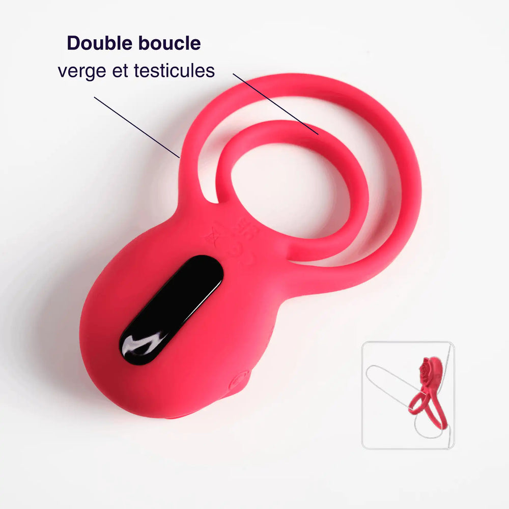 Nero - cockring vibrant télécommandé double boucle