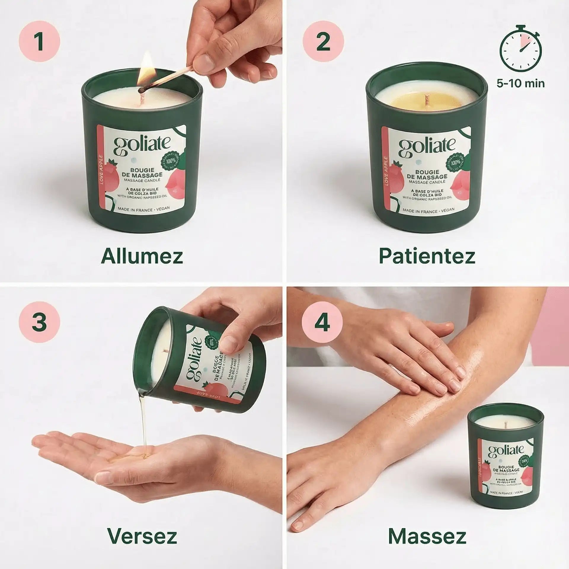 bougie de massage bio Goliate