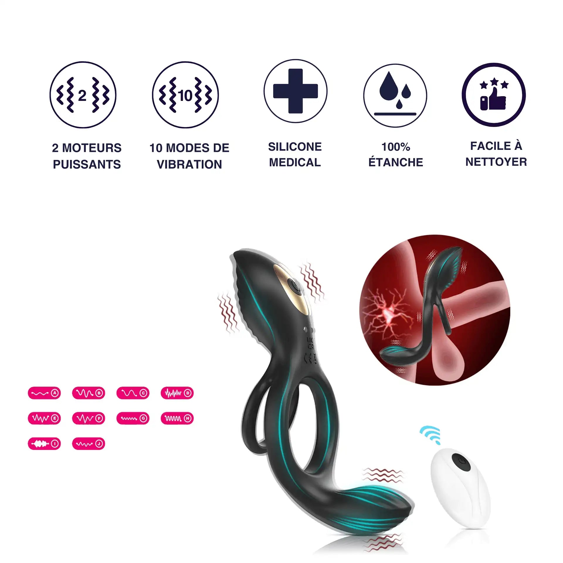 Elo - double anneau pénien vibrant télécommandé
