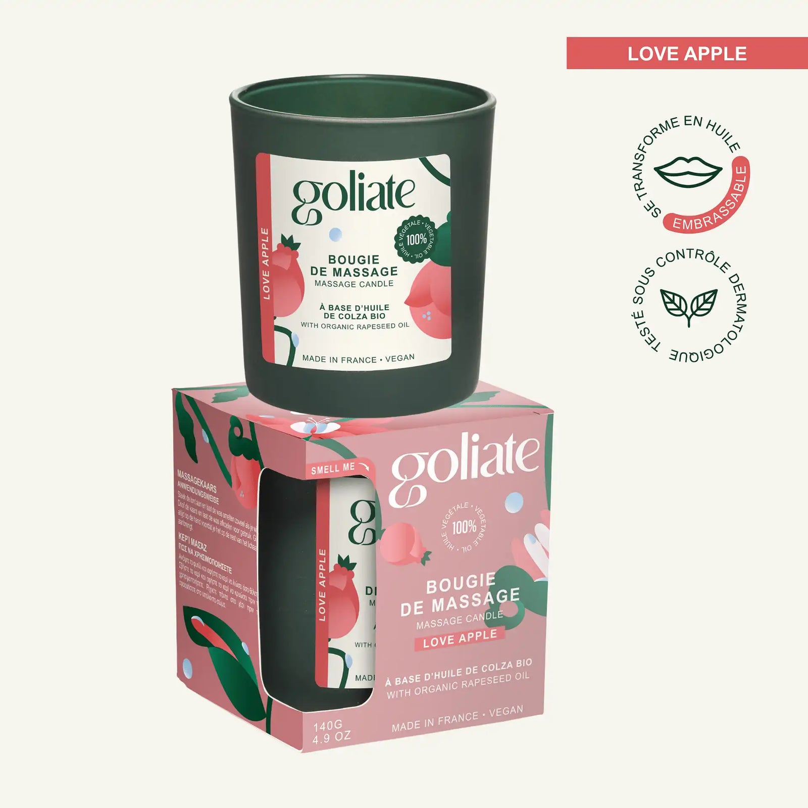Natural and organic massage candle