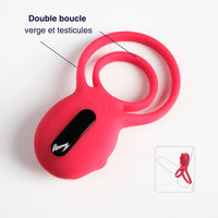 Nero - cockring vibrant télécommandé double boucle