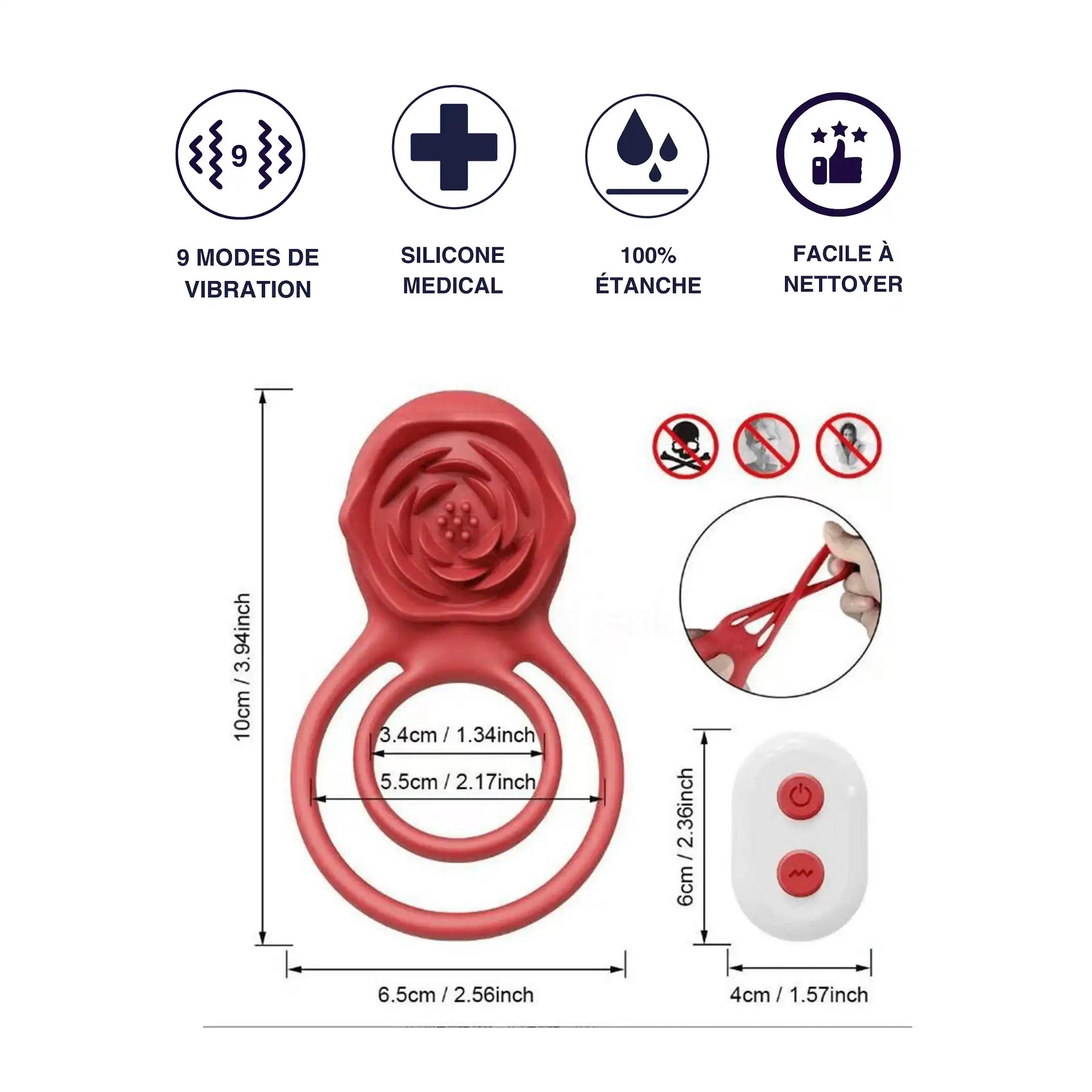Nero - cokring vibrant télécommandé double boucle