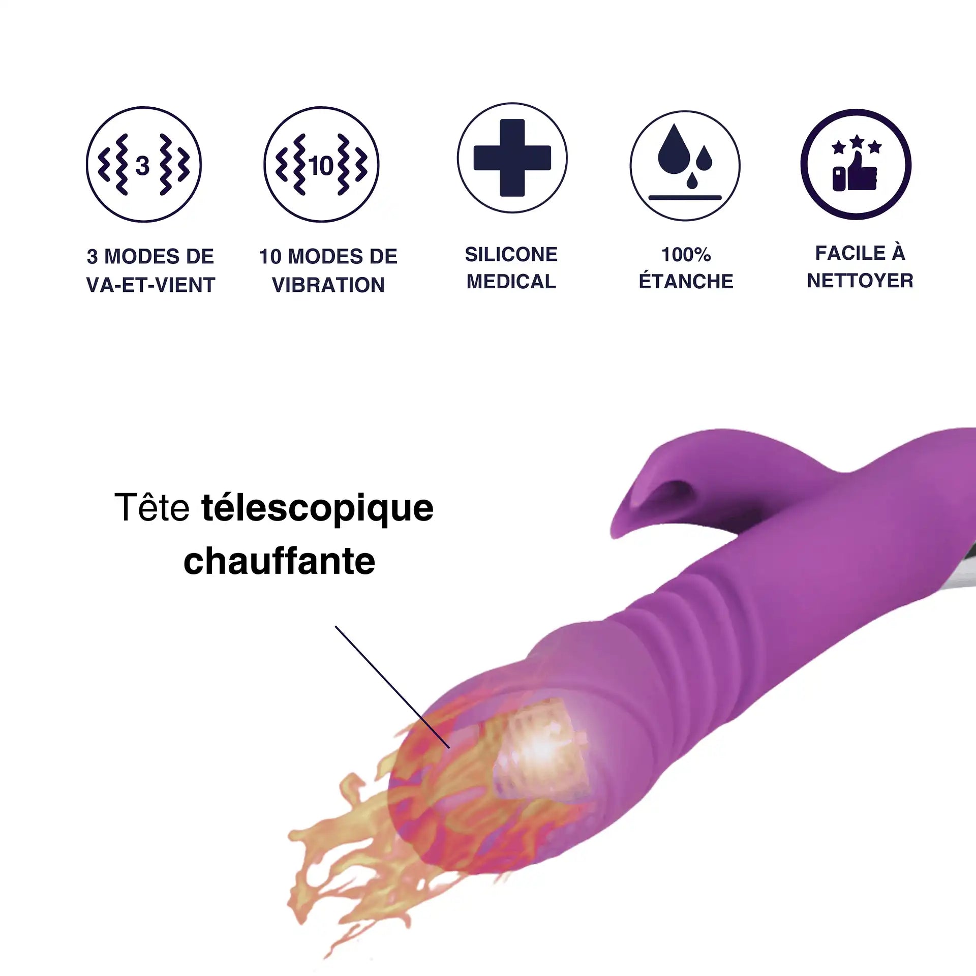 Milo - sextoy tête télescopique, vibrant et chauffant