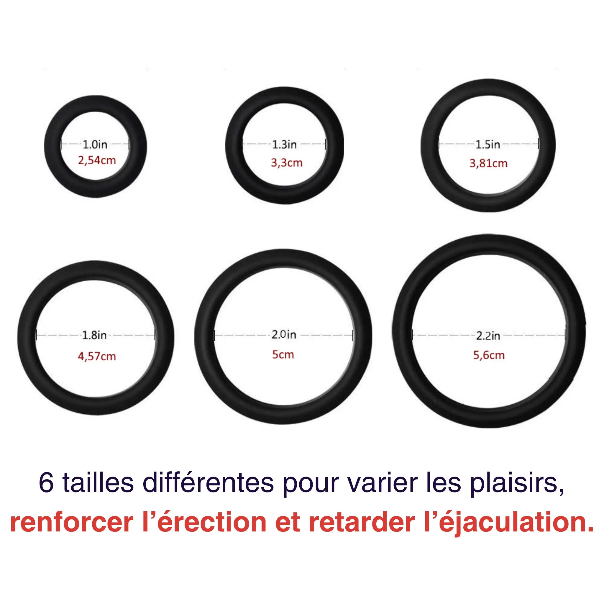 lot 6 cokring anneaux péniens silicone taille Mon Amour