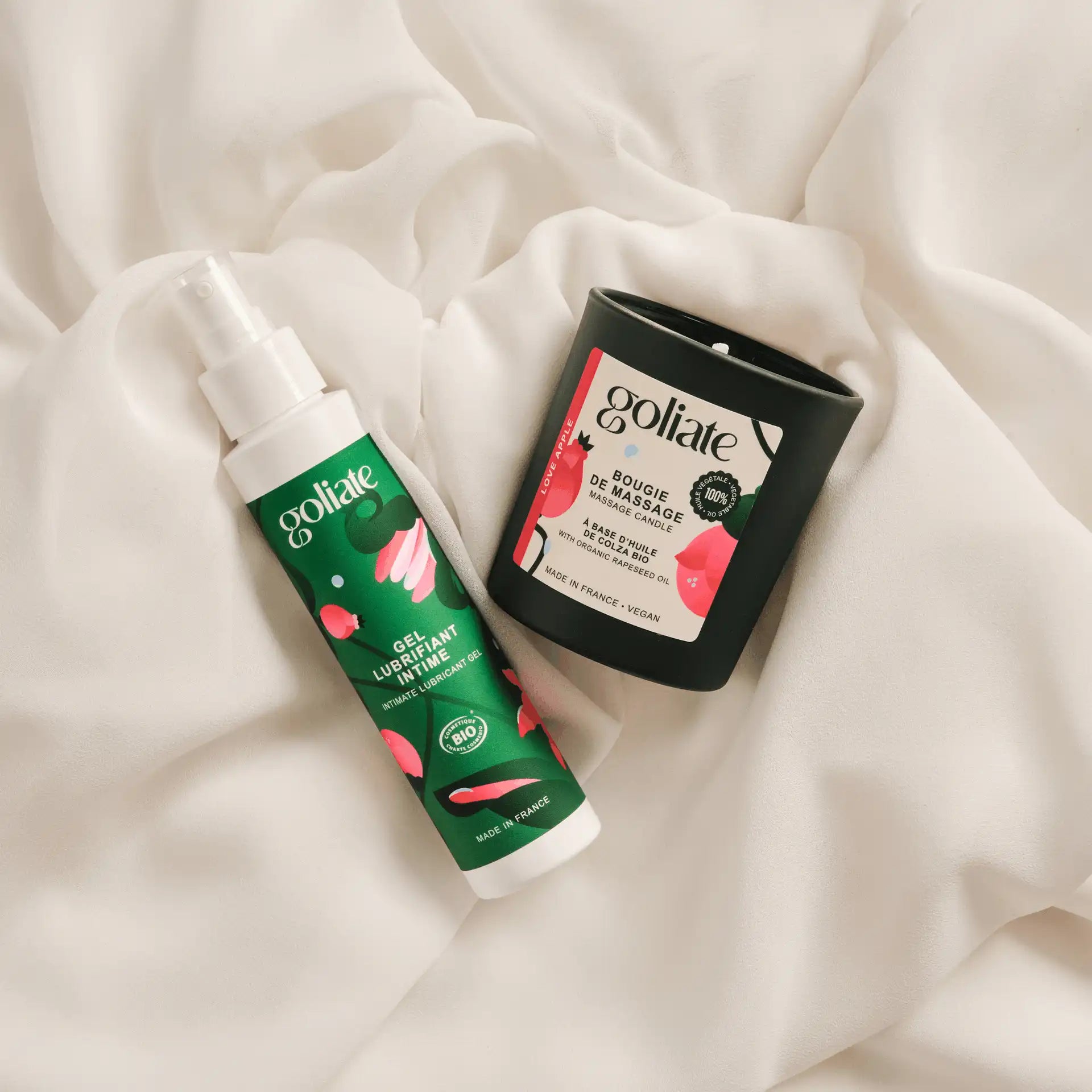 Bougie de massage + lubrifiant intime + Trousse intime OFFERTE