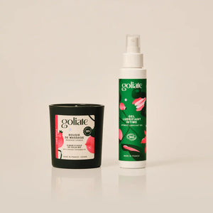 Bougie de massage + lubrifiant intime + Trousse intime OFFERTE