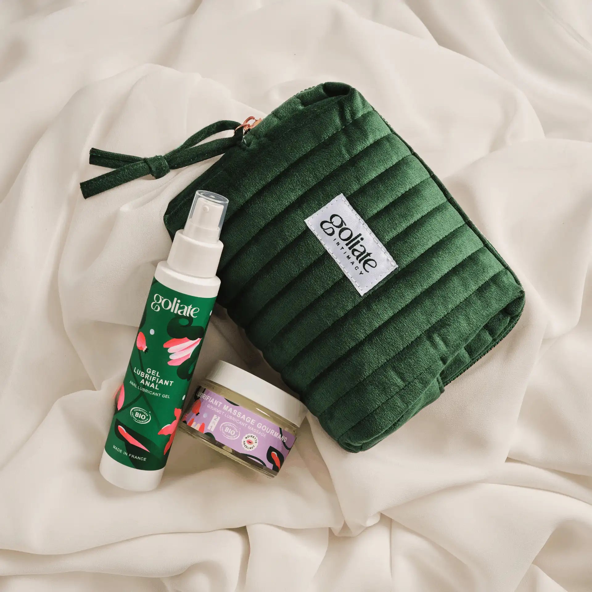 Crème massage lubrifiante + Lubrifiant anal + Trousse intime OFFERTE