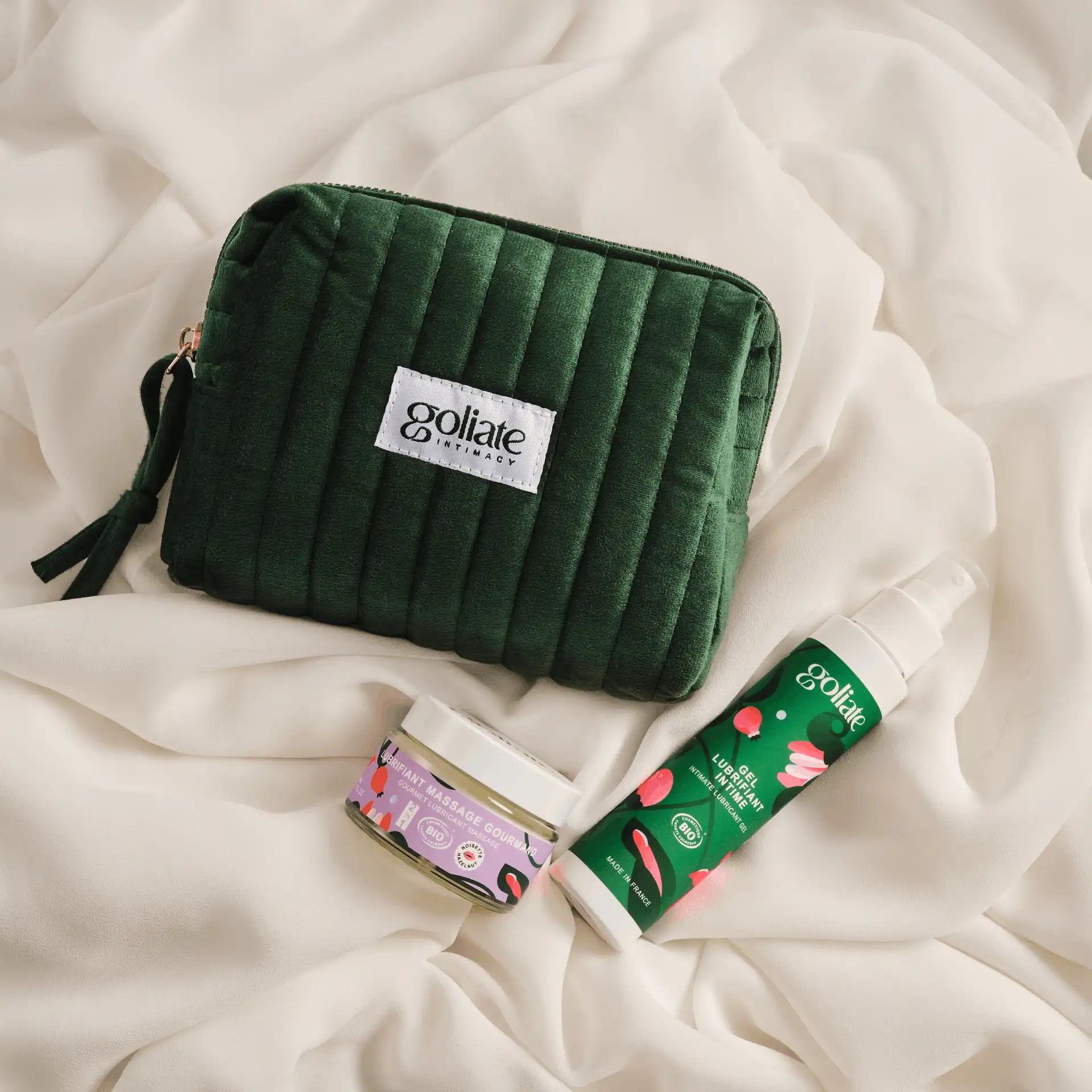 Crème massage lubrifiante + Lubrifiant intime + Trousse intime OFFERTE